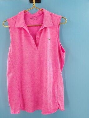 Vineyard Vines pink collar athletic top L